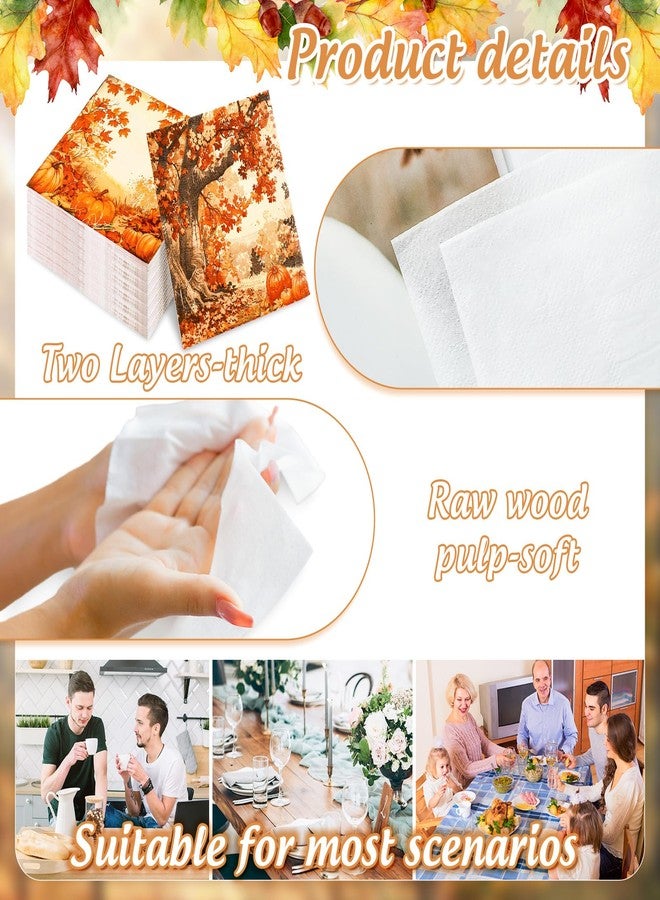 JarThenaAMCS 100Pcs Fall Thanksgiving Paper Napkins Watercolor Autumn Maple Mountain Pumpkin Truck Disposable Napkin Luncheon Dinner Napkins for Autumn Thanksgiving Harvest Party Supplies - Image 3